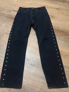 Levi's 505 Black Straight-Leg Silver Studded Jeans W31/L30